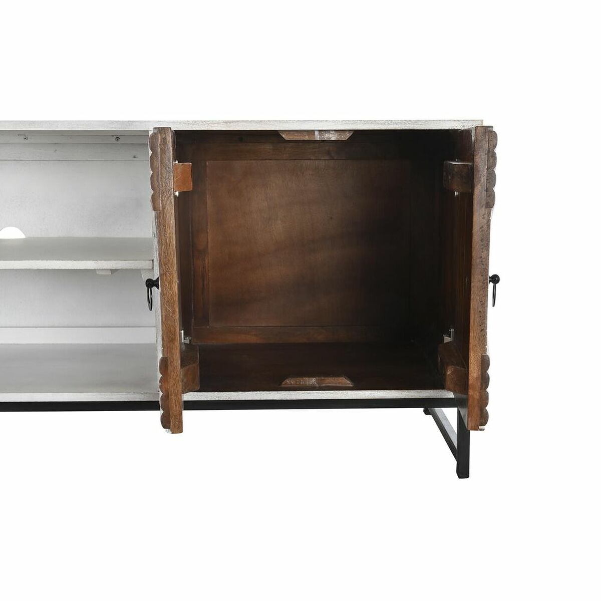 Mueble de TV DKD Home Decor 180 x 40 x 60 cm Negro Metal Blanco Madera de mango - 4