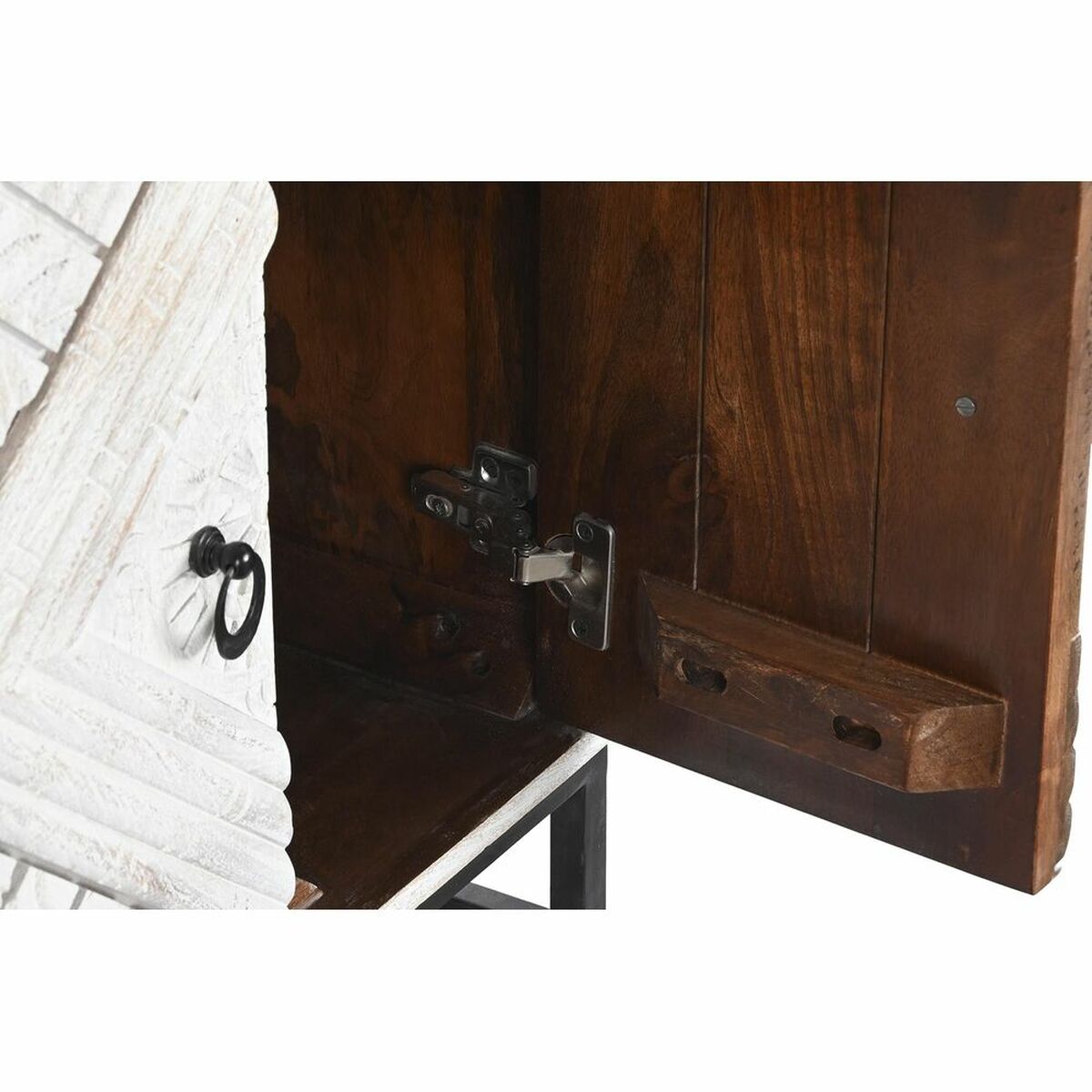 Mueble de TV DKD Home Decor 180 x 40 x 60 cm Negro Metal Blanco Madera de mango - 5