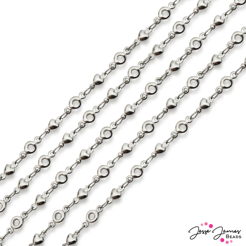 Metal Chain in Silver Ute's Hearts