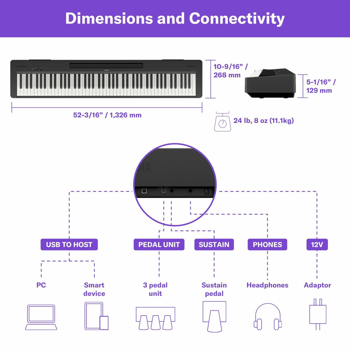 Teclado YAMAHA P-145BT - 3